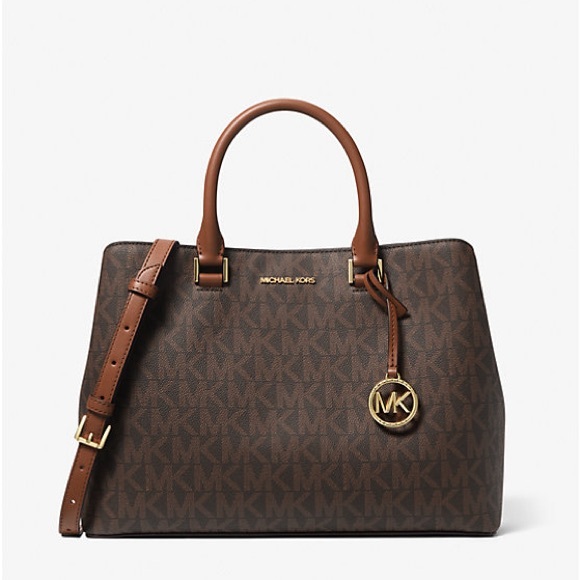 MK Savannah Large Signature Logo Satchel - Picture 1 of 7